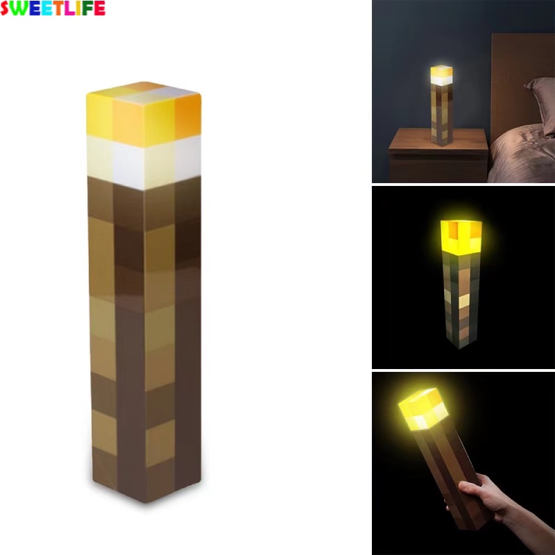 （New）[Ready tock Light Up Torch 28CM High Brightne LED Minecraft Hand Held or Wall Mount Flahlight. 