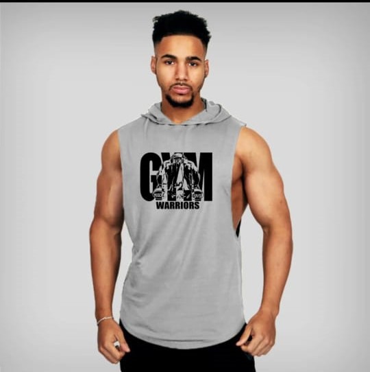 Tops Sleeveless Hoodie for Men – Megi/Maggi Hata Hudi for Boys - Jacket - Vest - Hoodies & Sweatshirts - Grey
