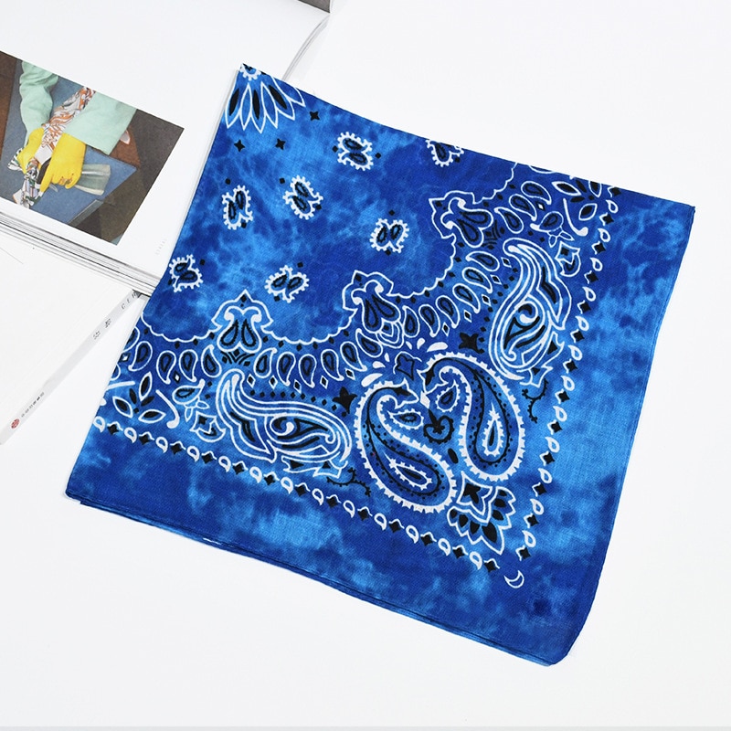 Floral ouble Color lo Cotton oet Square Scarf eadband aiy ie ye andanas e for en and Women(la/White/ed)
