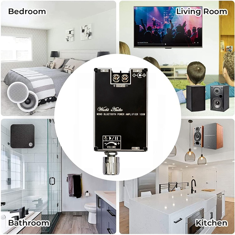 Mono 100W Bluetooth Audio Amplifier Board with TWS Box Function Audio Module DC7-24V ZK-1001B. 