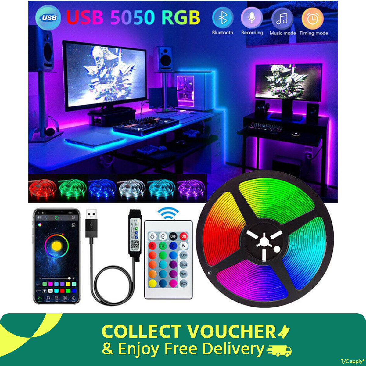 LED Light Strip 1-30Meter TV LED Backlight USB RGB 5050 Color Strip, Synchronized Color Changing LED String Lights, Remote App Control, Halloween Decorative Night Light, Suitable for Home, Bedroom, Christmas Party, Holidays Ceiling decoration