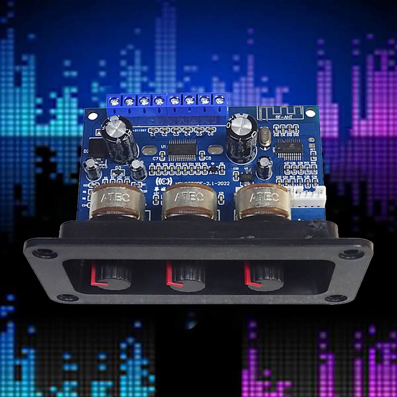 2.1 Channel Digital Power Amplifier Board 2X25W+50W Bluetooth 5.0 Subwoofer Class D Audio Amplifier Board DC 12-20V. 