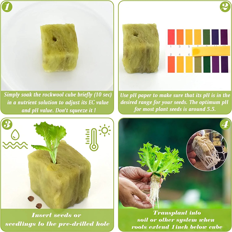 50Pcs Stonewool Hydroponic Grow Media Starter Cubes Plant Cubes Soilless Substrate Seeded Rock Wool Plug Seedling Block. 