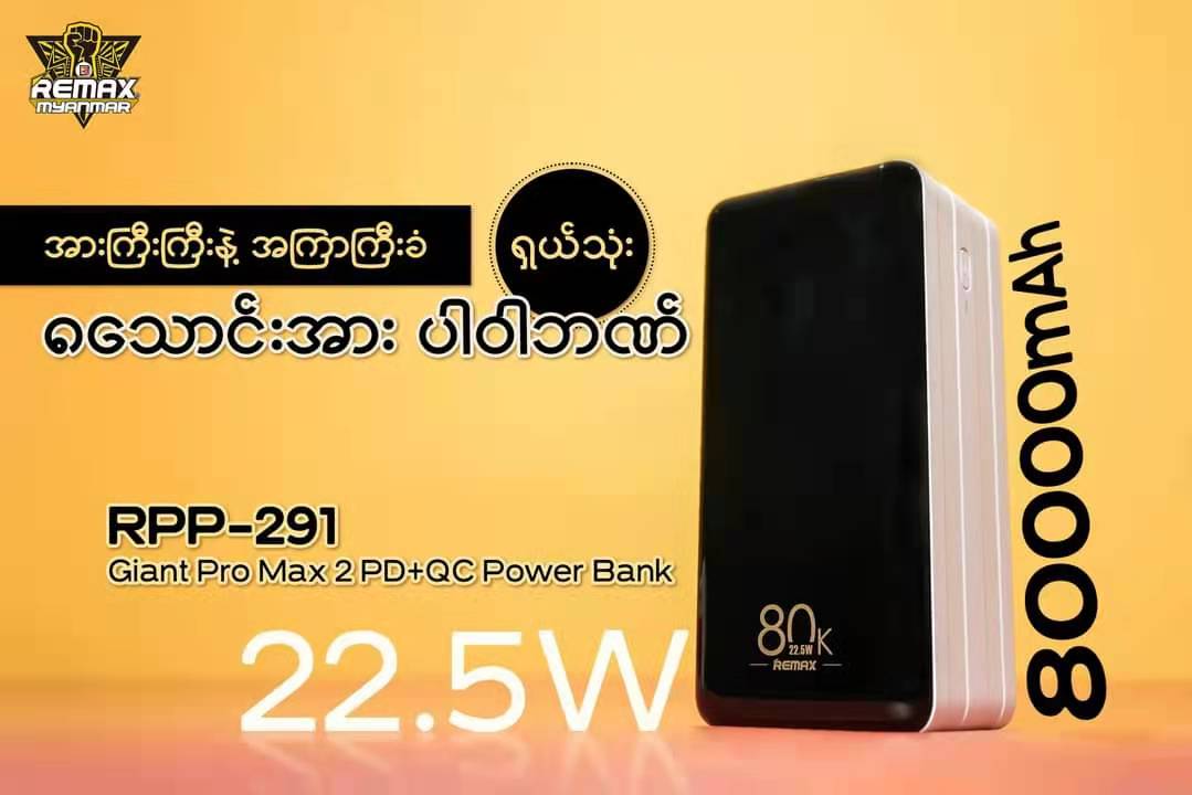 Remax Powerbank RPP-291 80000mAh Big Capacity Camping Power Bank 22.5w PD QC Fast Charging USB C Type C Output. 