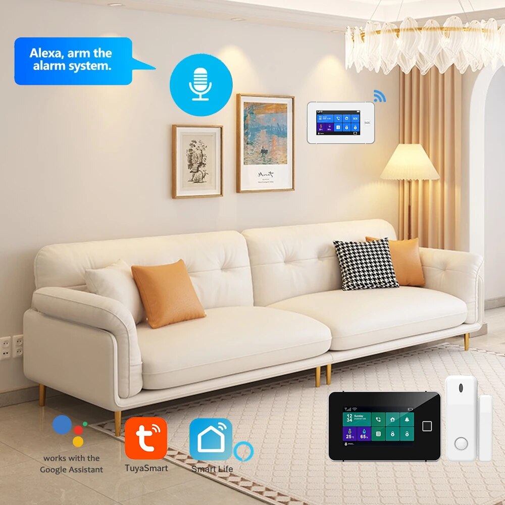 Smartrol Security Alarm System Tuya Smart GSM Alarm Sensor Kit Wireless WIFI Home Burglar Alarm Motion Smoke Door Window Sensor. 