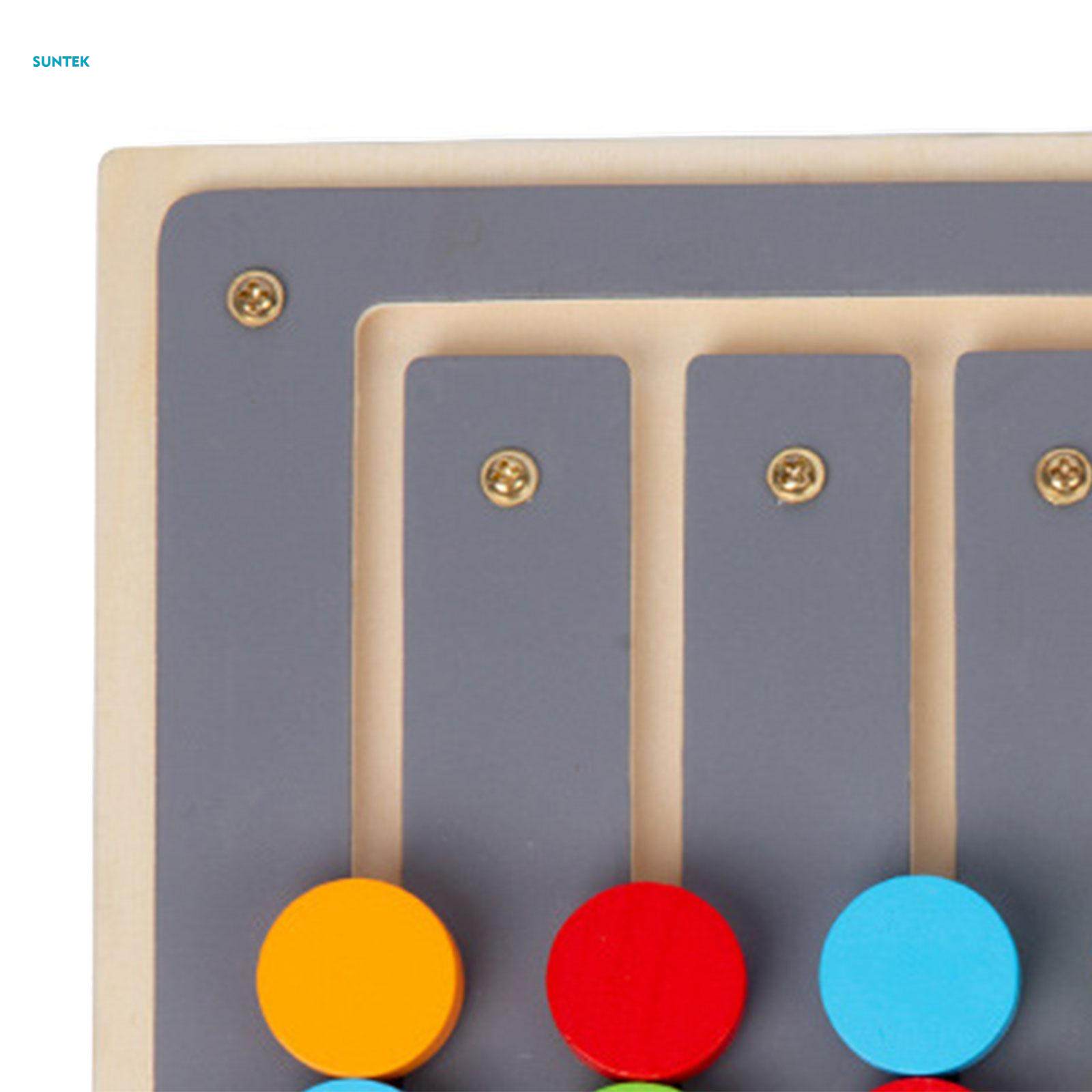 Wooden Sliding Four Color Puzzle Wooden Toy Logical Game Development Toy Memory Game Fun Montessori Color Matching Game for Gifts Ages 3+. 