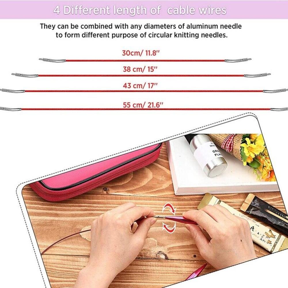 13 Sizes Aluminum Circular Knitting Needles Set Interchangeable Crochet Hooks. 