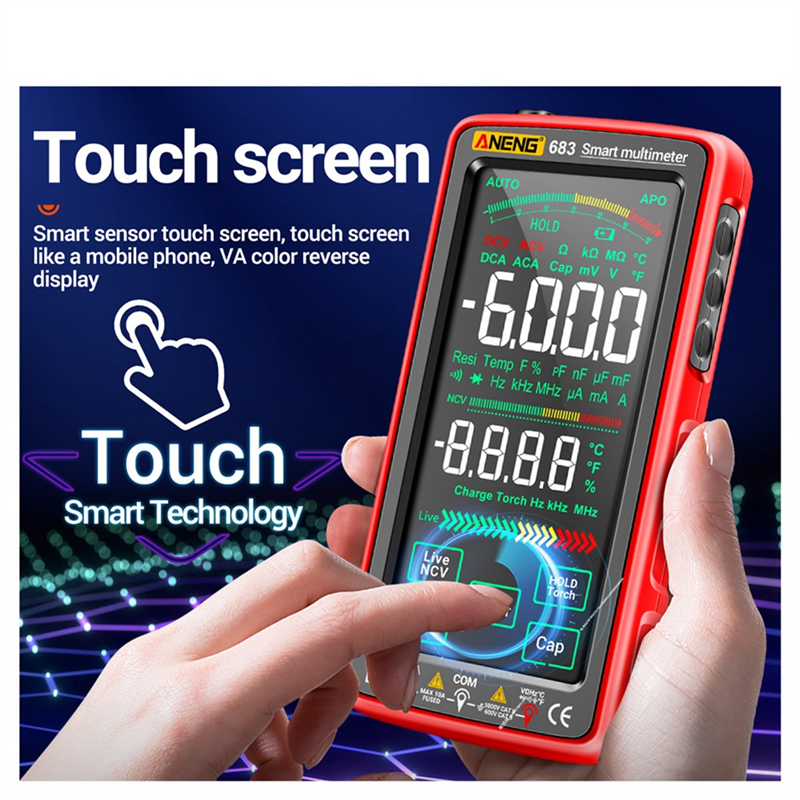 ANENG 683 Smart Multimeter High-End Touch 6000 Counts Multimetro Test Rechargeable Multitester AC/DC Voltage Tester Tool Durable. 