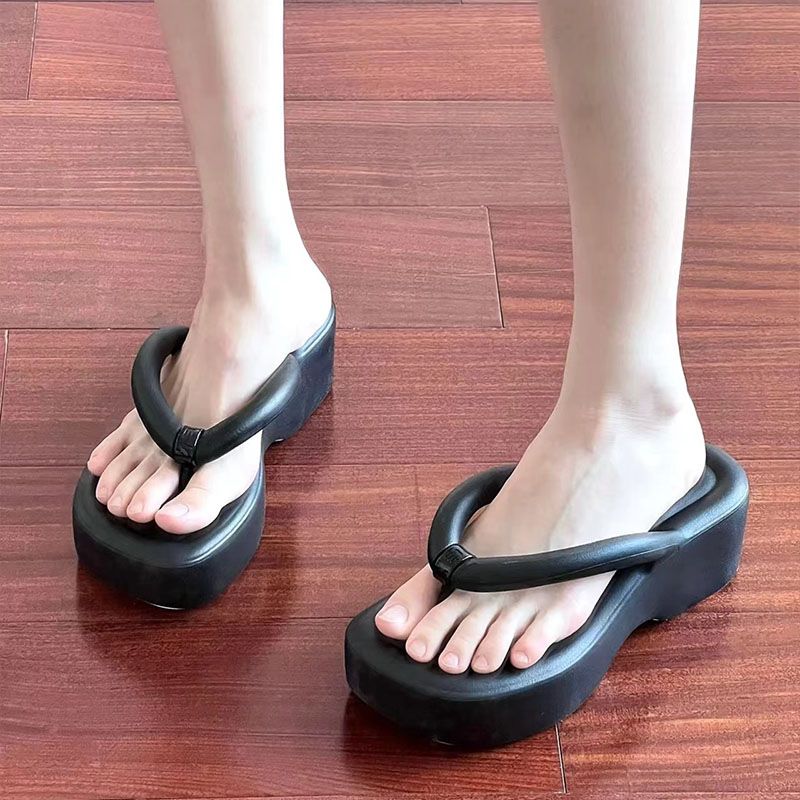 Barbie Platform Kendall Jenner Flip-Flops Flip-Flops Flip-Flops Women's Outdoor Non-Slip Flat Height Increasing Drooping Sandals