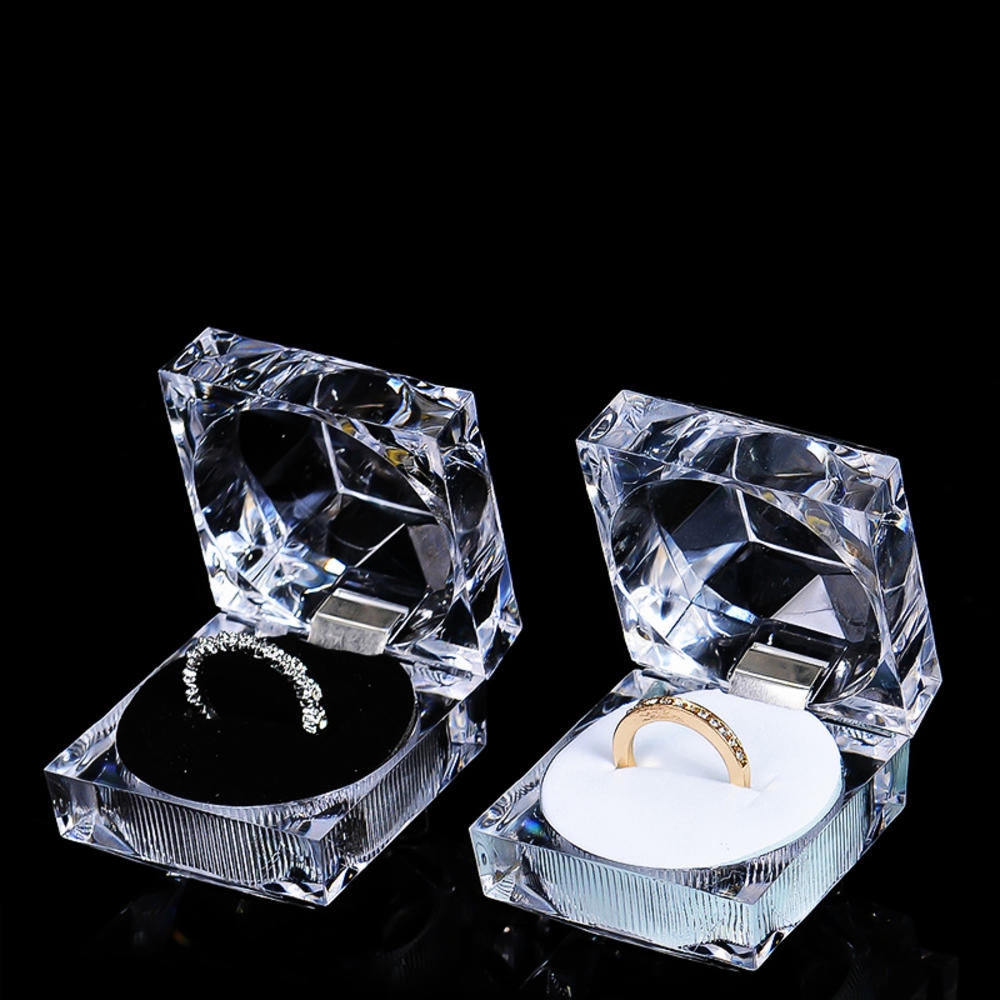Box Gift Box Transparent Box Ring Box Cube Four-corner Acrylic Flower. 