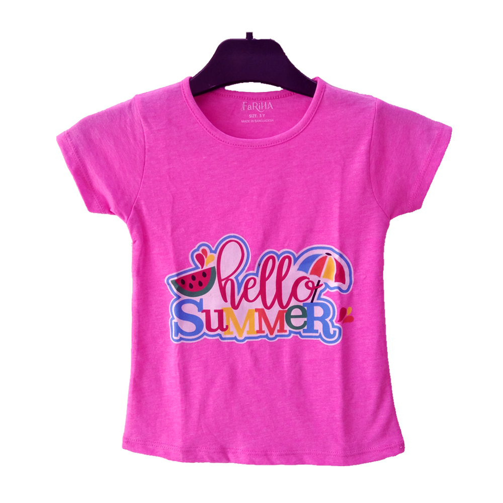 Girls Fashionable 100% Cotton Half Sleeve T-Shirt
