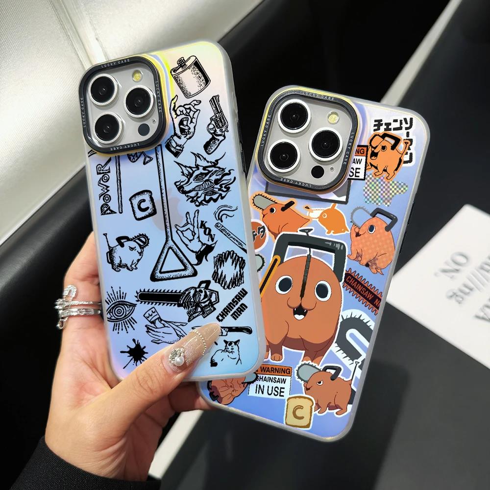 Chainsaw Man Pochita Phone Case for iPhone 16 15 14 Plus relax13 12 11 Pro Max X Xs XR 8 7 Gradient Color IMD Hard Cover. 