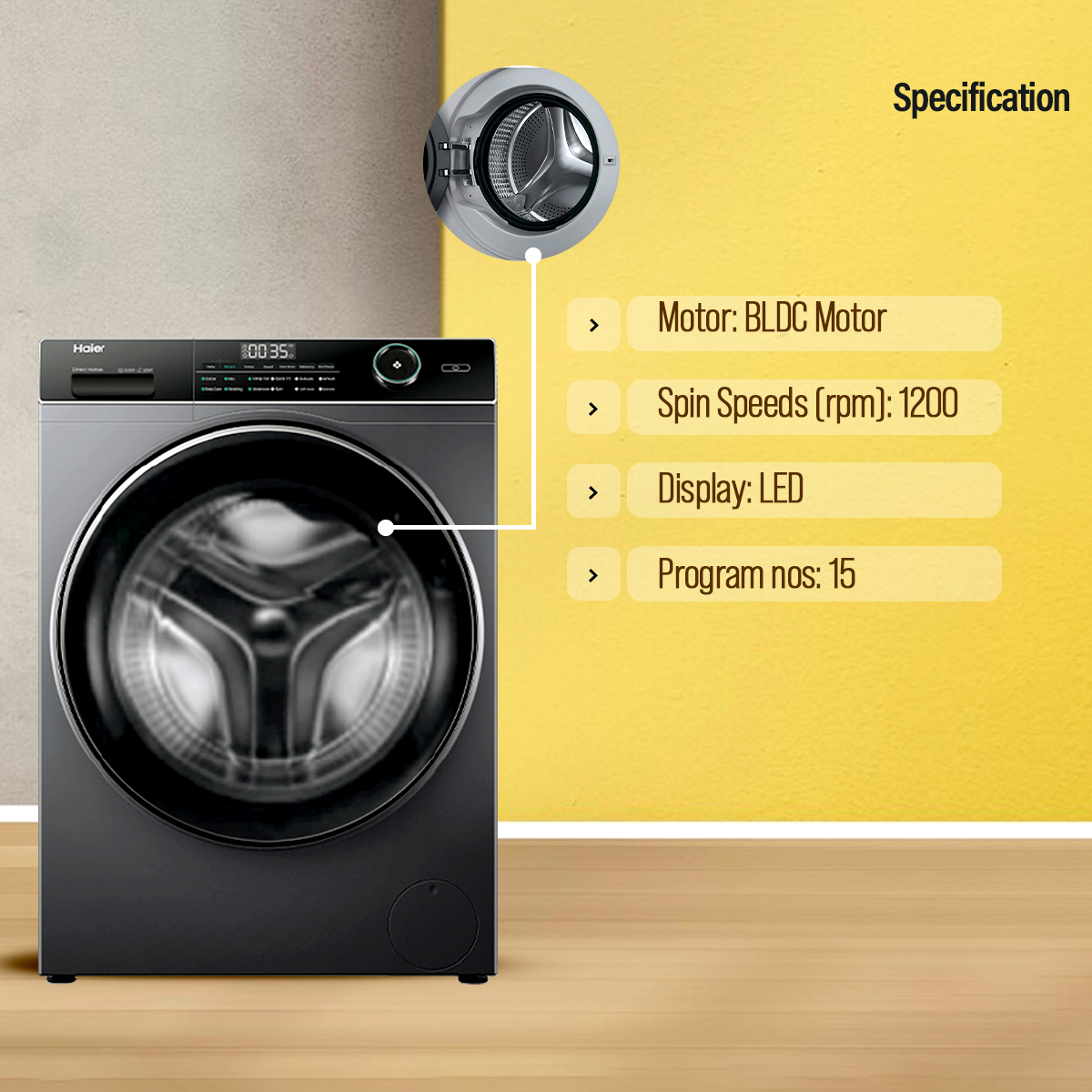 Haier 8 KG Front Loading Washing Machine (HW80-BP12929S6) Free Installation. 