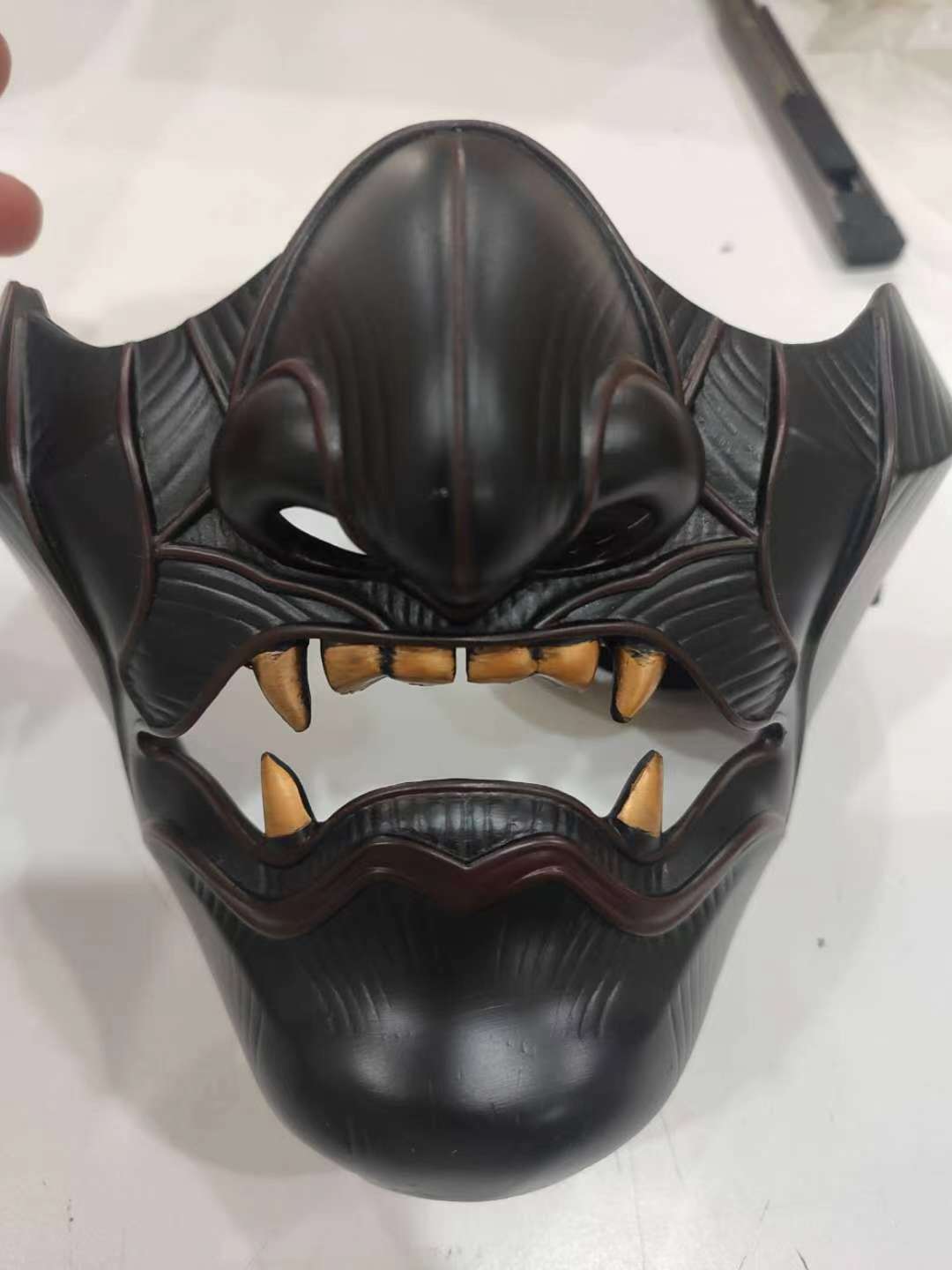 Happy Ghost of Tsushima Mask Jin Sakai Cosplay Half Face Samurai Warrior Face Prop Halloween Hannya Mask Decoration Party Prop Resin. 
