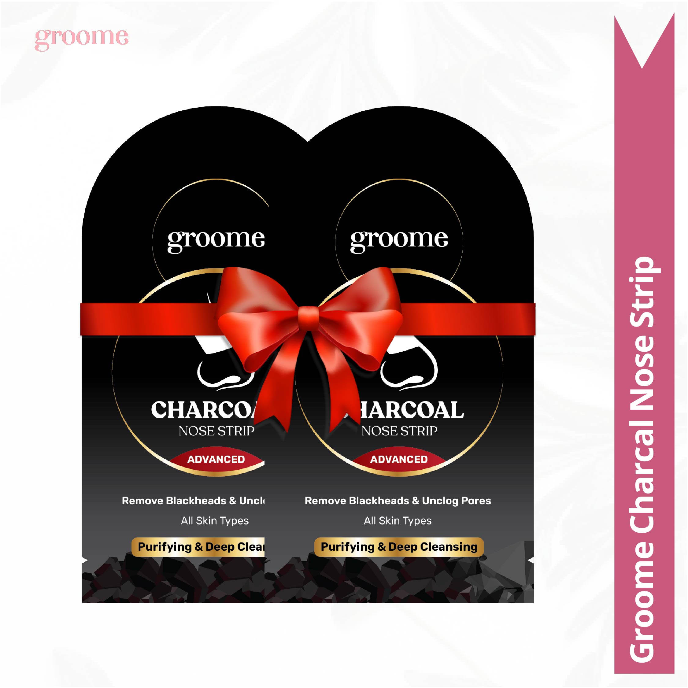 Groome Charcoal Purifying & Deep Cleansing Nose Strip (2pc Combo)