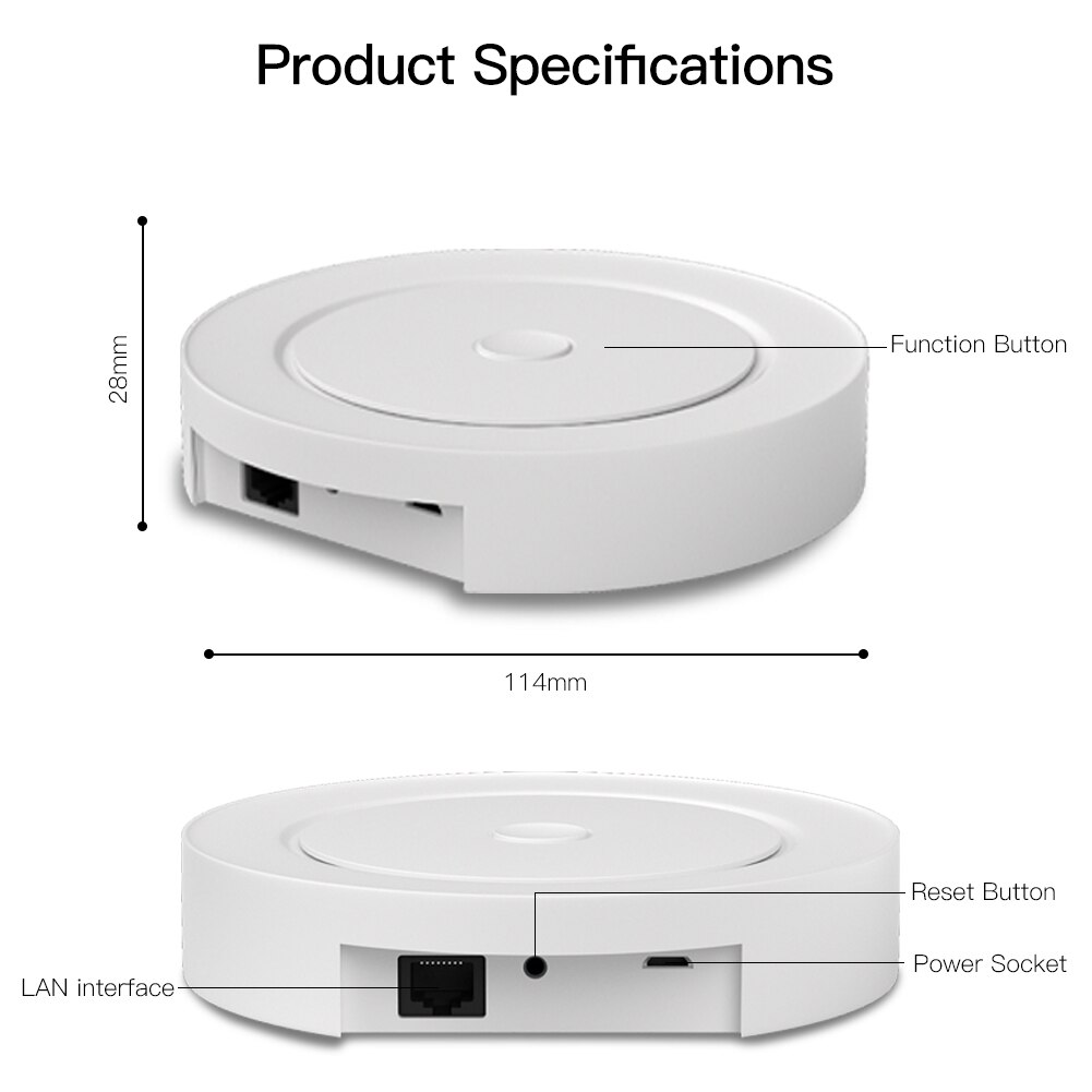Multi-mode Smart Gateway ZigBee WiFi Bluetooth Mesh Wired Hub Work with Tuya Smart App Voice Control via Alexa Google Home. 