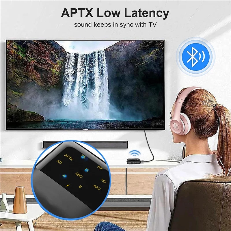 Aptx HD LL Low Latency Bluetooth Receiver Transmitter BT 5.2 RCA 3.5mm Jack AUX Wireless Audio Adapter Handsfree Call For TV PC. 