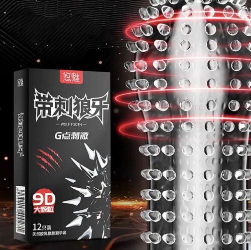 Wolf Tooth 9D Large Dots Condom for Men Women G Dot Stimulation Spike With Nubs 12pcs Pack | Brand- G POINT. 
