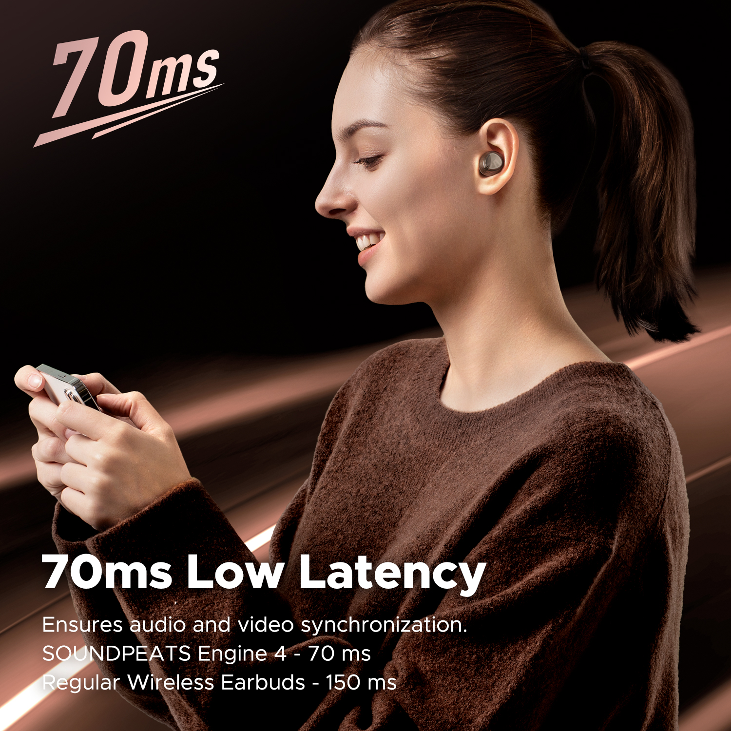 SoundPEATS Engine4 Hi-Res Bluetooth 5.3 Wireless Earbuds with LDAC, Coaxial Dual Dynamic Drivers for Stereo Sound, Total 43 Hrs. 