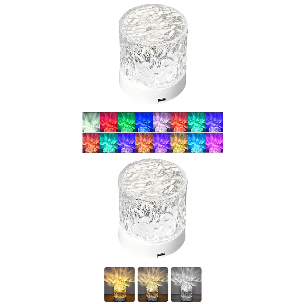 LED Water Ripple Night Light With Remote Control 16 Colors Available Touch Control Multifunctional Projection Lamp (85 x 85 x 95mm). 