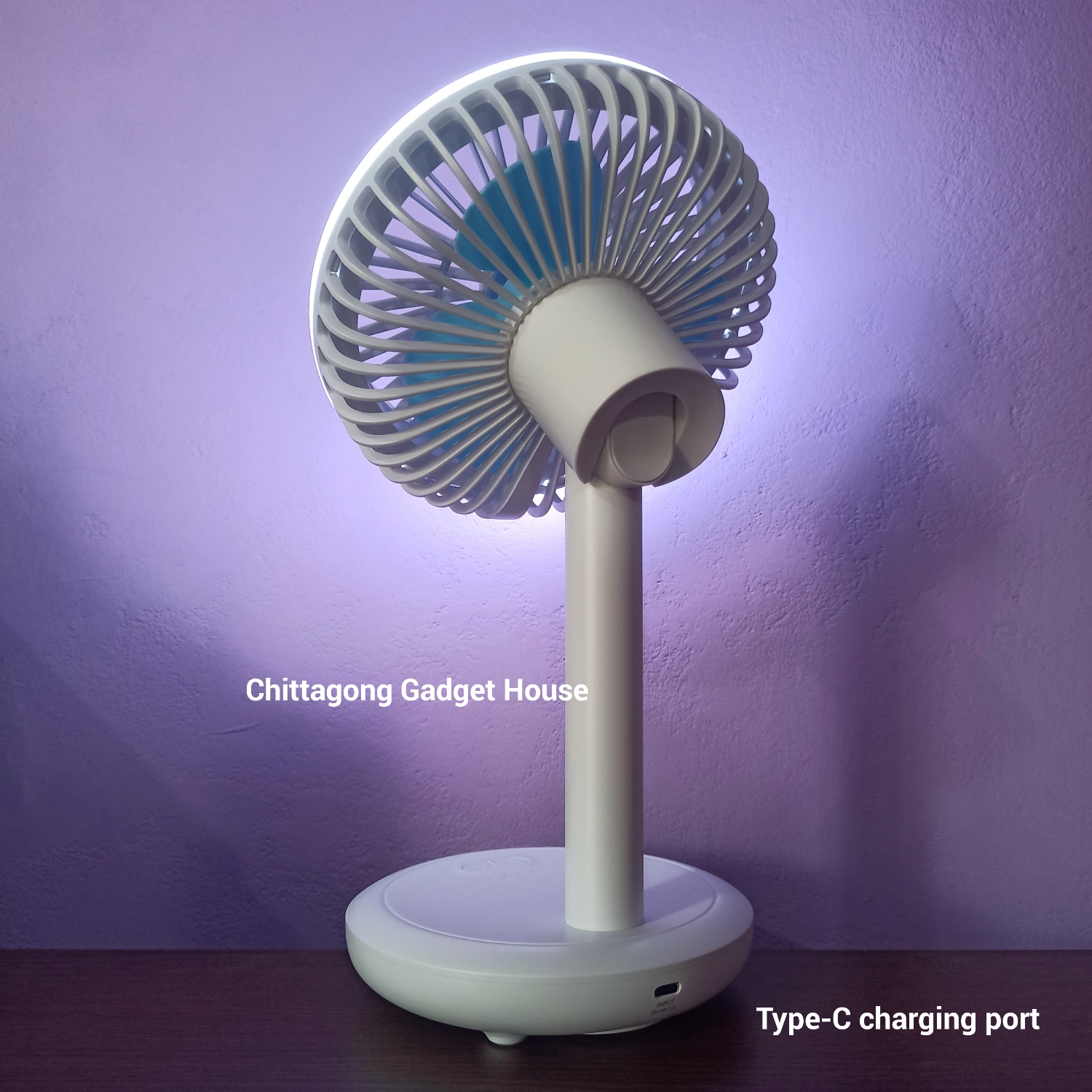 DURATION POWER DP-7632 Rechargeable 4000mAh Battery Up-Down Adjustable Three Speed Modes Fan With LED Lamp. 