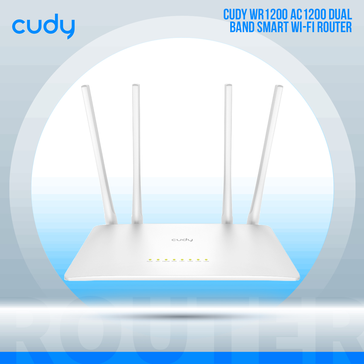 Cudy WR1200 AC1200 Dual Band Smart Wi-Fi Router - 5dBi High Gain Antennas - 867Mbps at 5GHz and 300Mbps at 2.4GHz - White