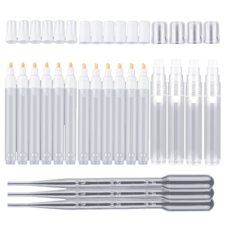 16Pcs Refillable Acrylic Paint Markers 6 mm 15 mm Empty Acrylic Markers White Refillable Paint Pen 3Pcs Dropper