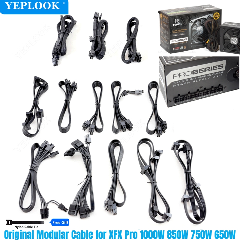 Original XFX Pro Modular Cables PCIe 8Pin GPU VGA, EPS 12V CPU, SATA IDE 4Pin HDD SSD Fan Power for XFX Pro 1000W 850W 750W 650W