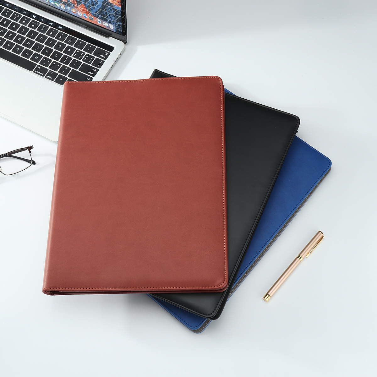 A4 PU Leather File Folder With Calculator Multifunction Document Organizer - Brown without calculator. 