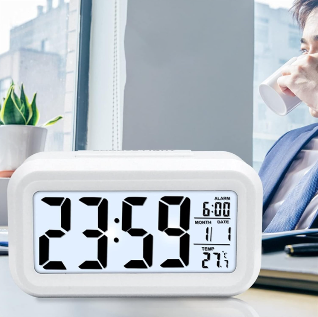 Alarm Clock [Dol-2108 9(FG): 54] (Electronic Clock Creativity Digital Clock Temperature Type LED Light Sensor Luminous Snooze). 