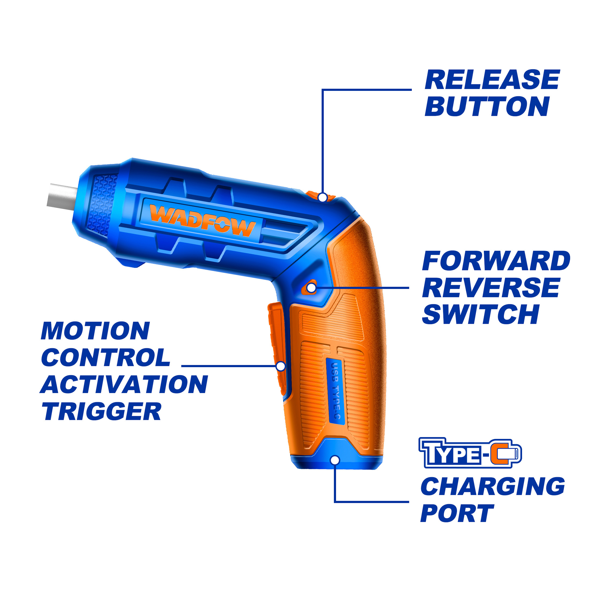 WADFOW Cordless Screwdriver,Rechargeable Power Drill Driver Set, 4N.m Max Torque, 240RPM, Srew Gun for Home Use, with Cr-V Drill Bits WCV4415. 