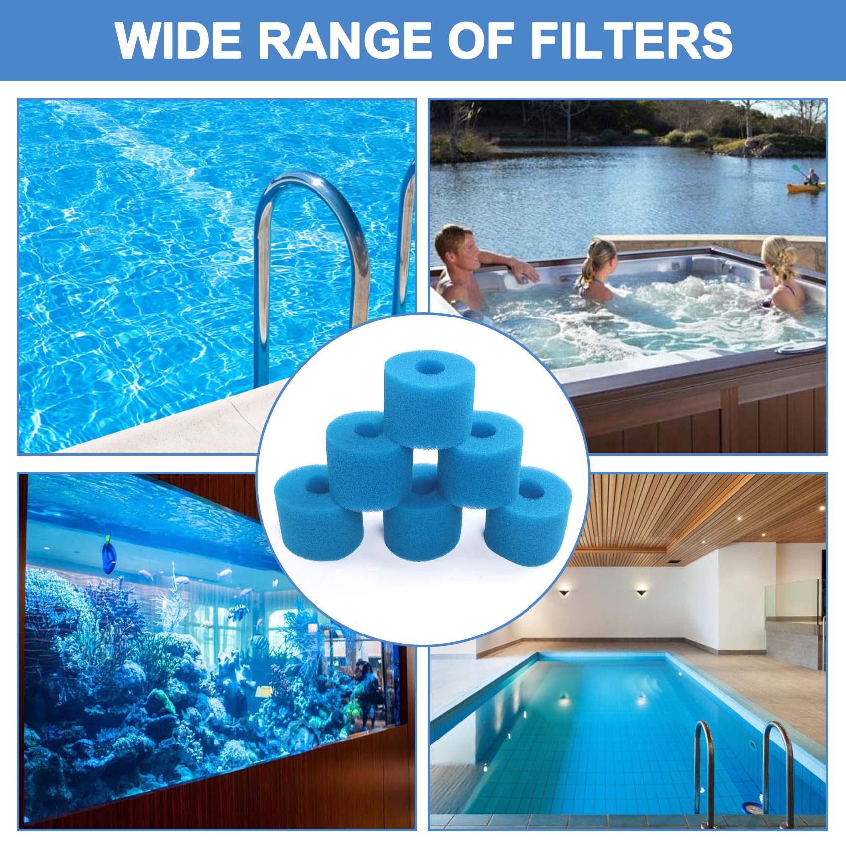 18Pcs for Intex Pure Spa Reusable Washable Foam Hot Tub Filter Cartridge S1 Type. 