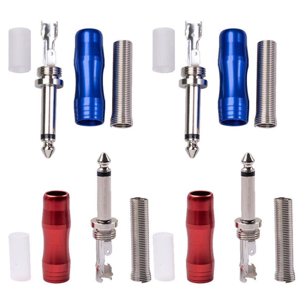 6.5/6.35mm Copper Nickel Plating Mono Channel Microphone Audio Connector Soldering Joint Plug 4 pcs. 
