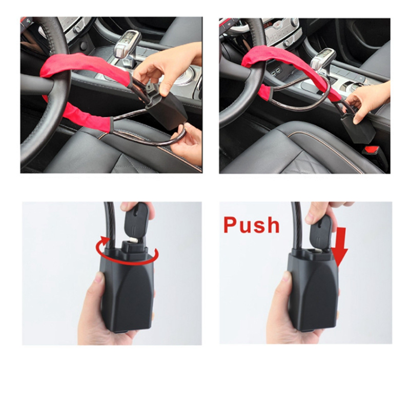 Car Security Anti Theft Lock Anti-Theft Device Steering Wheel Locks for Car SUV Cart Vehicle Red. 