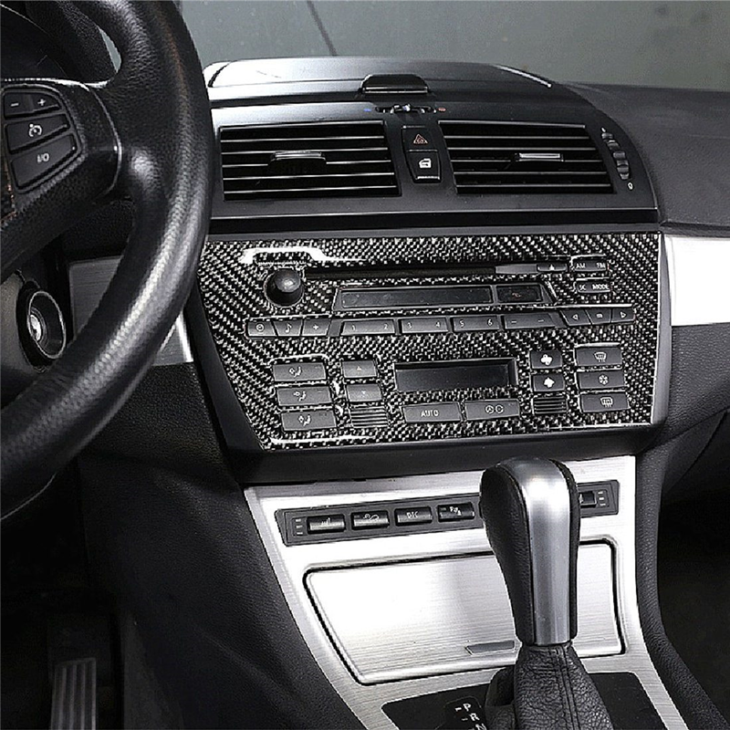 Soft Carbon Fiber Central Control CD Panel Decorative Cover Sticker Part For - X3 E83 2006-2010