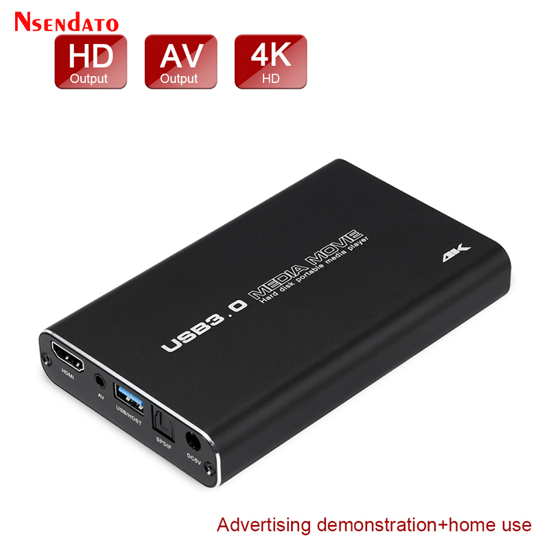 4K Full HD H.265 MKV USD3.0 HDD Media Player Center with Auto Play For USB OTG SD AV TV AVI RMVB RM PPT SPDIF USB Hard Drives