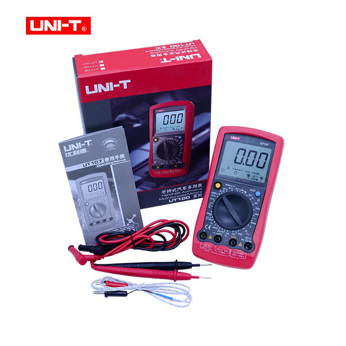 UNI-T UT105 UT107 Automobile Digital Multimeter;DC voltage DC current meter;Ohm Diode tester;Engine speed Measure Dwell/Tach