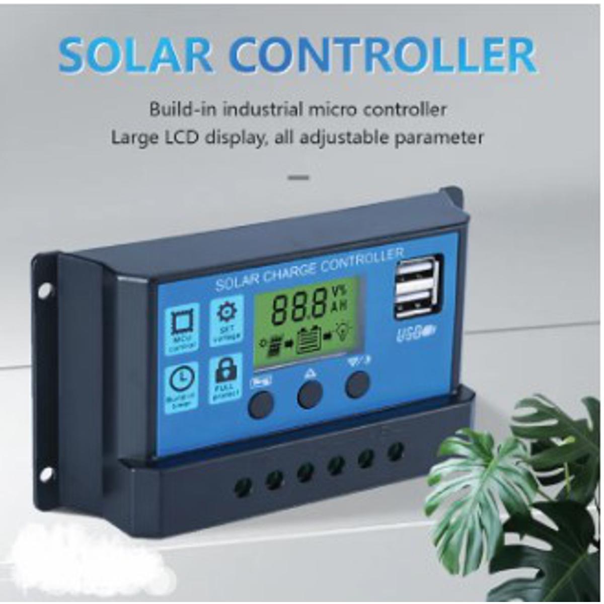 Solar Charge Controller 12V 24V Solar Panel Lcd Display Digital PWM Charge Controller 10A Charging And Output - Solar Panel