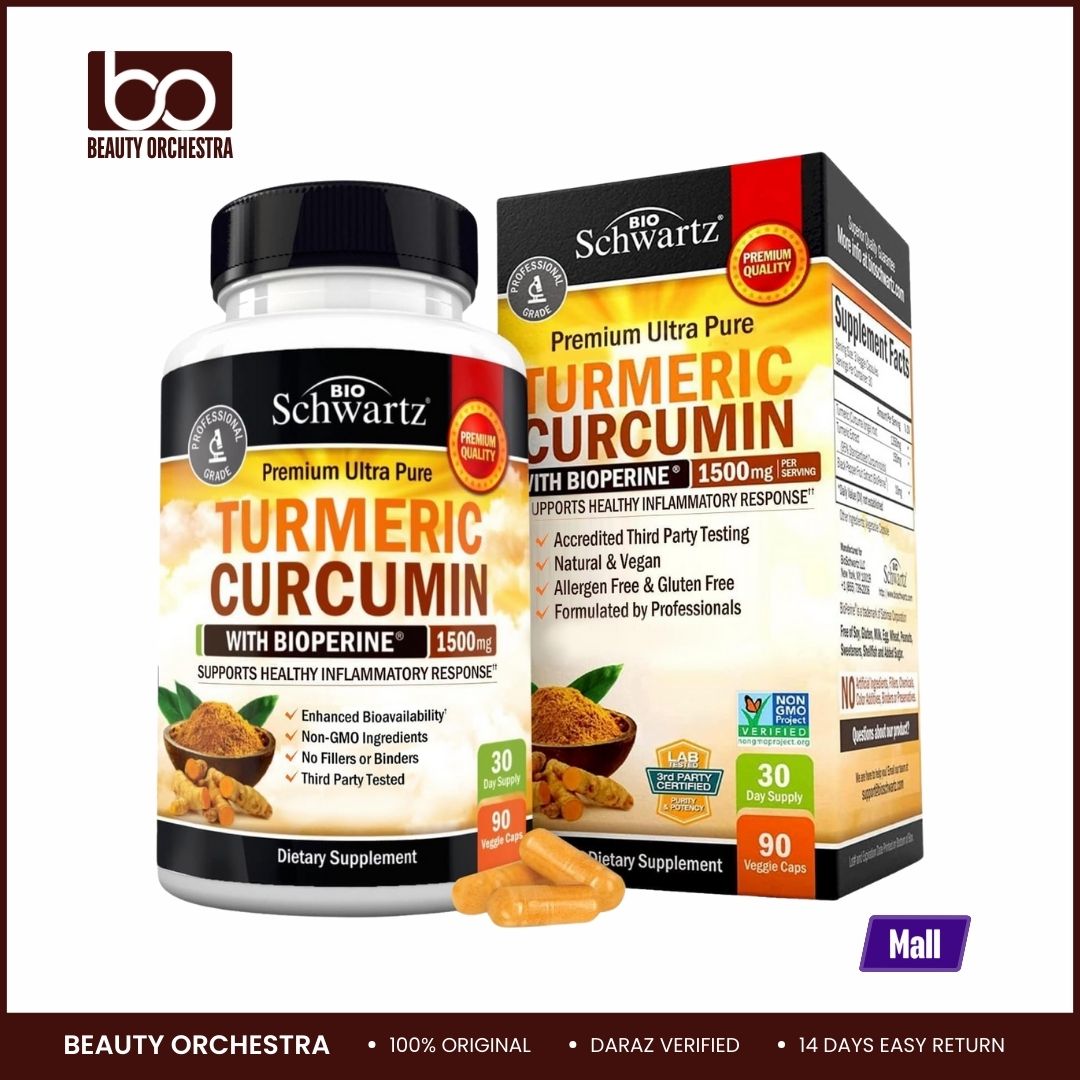 Bio Schwartz Turmeric Curcumin with Black Pepper Extract 1500mg - High Absorption Ultra Potent Turmeric Supplement with 95% Curcuminoids and BioPerine - Non GMO Tumeric Capsules for Joint Support - 90 Capsules