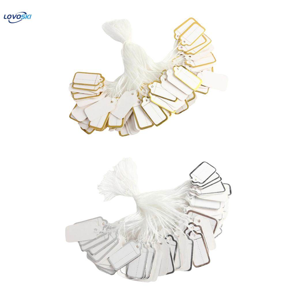 100pcs Paper Tag Price Label Tag With White Hanging String Jewelry Price Tags. 