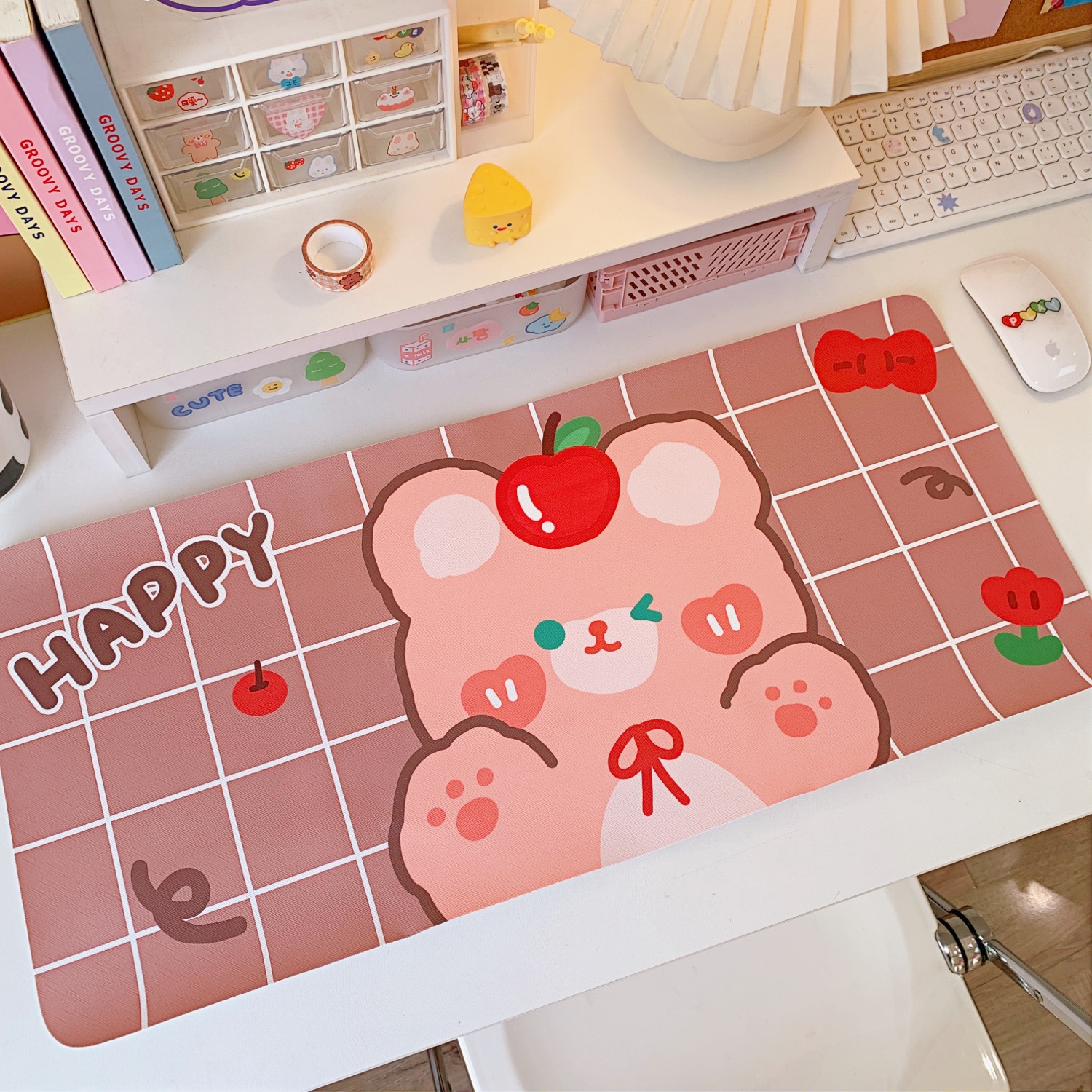 Cartoon soft cute bear rabbit table mat student dormitory mouse pad computer keyboard mat table mat desk decoration female. 
