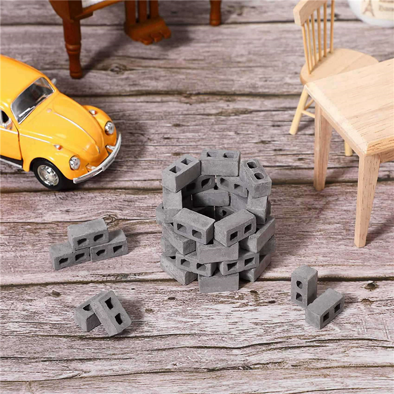 240 Packs Cinder Blocks 1/12 Scale Mini Bricks Concrete Miniature Bricks Tiny Landscaping Accessories. 