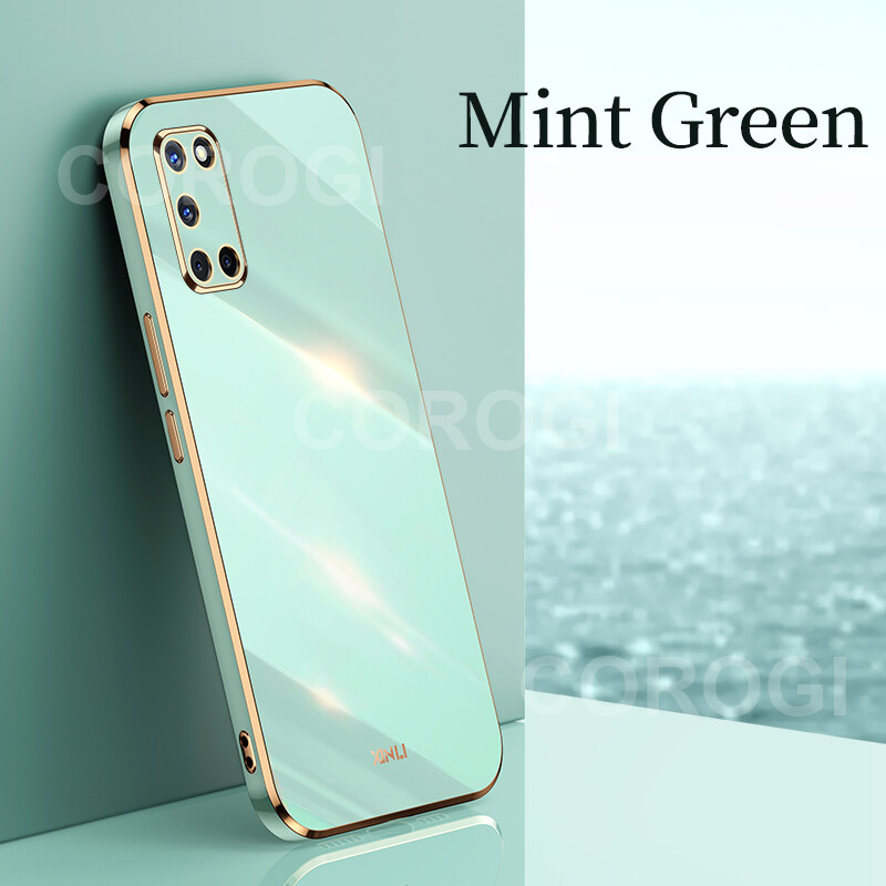 For OPPO A52 Back Cover Fashion Shiny Plating Square Bumper Camera Protection Case Soft Silicone Shockproof Protective Mobile Phone Cases