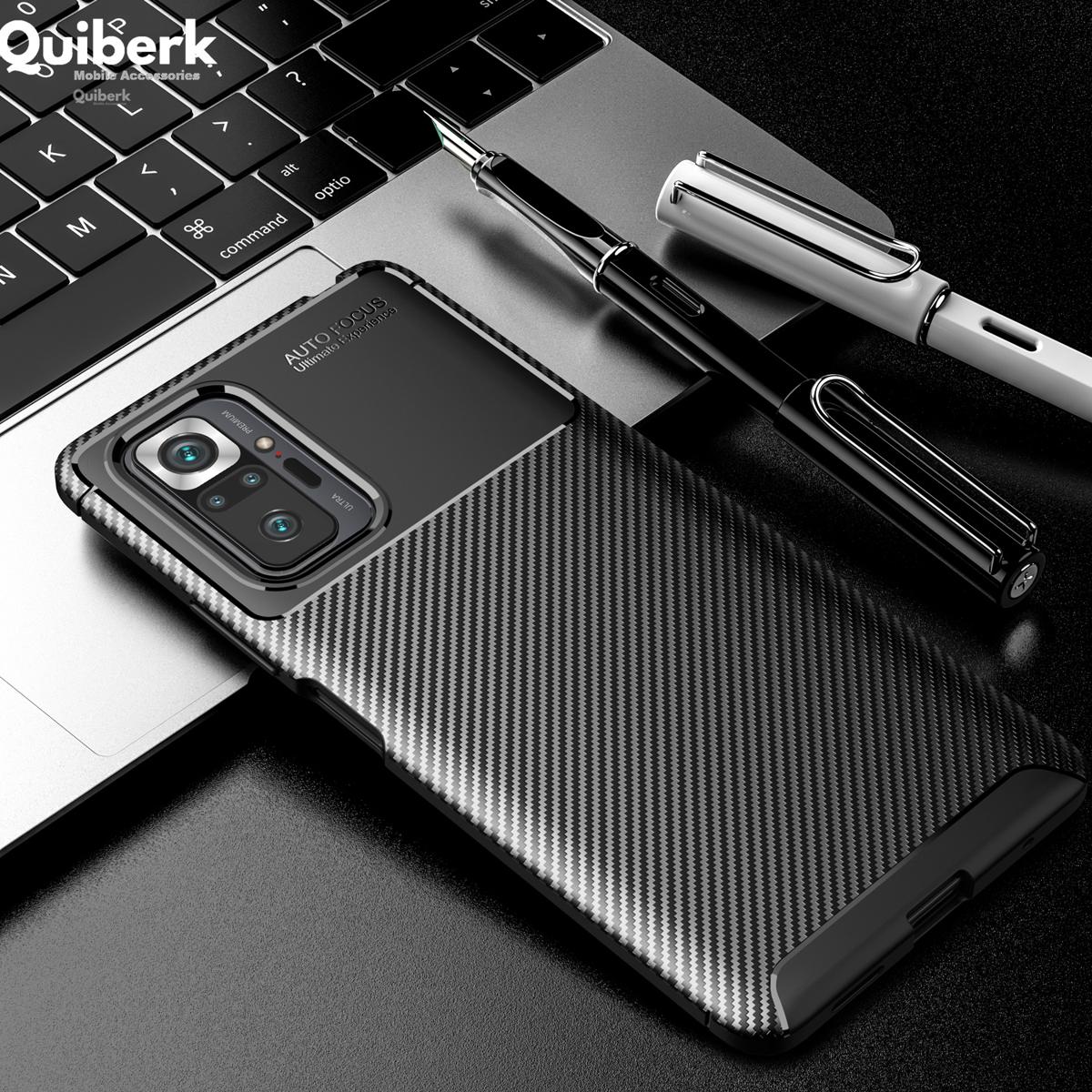 Quiberk for Xiaomi Redmi Note 10 pro soft carbon fiber beetle pattern shockproof slim back case cover