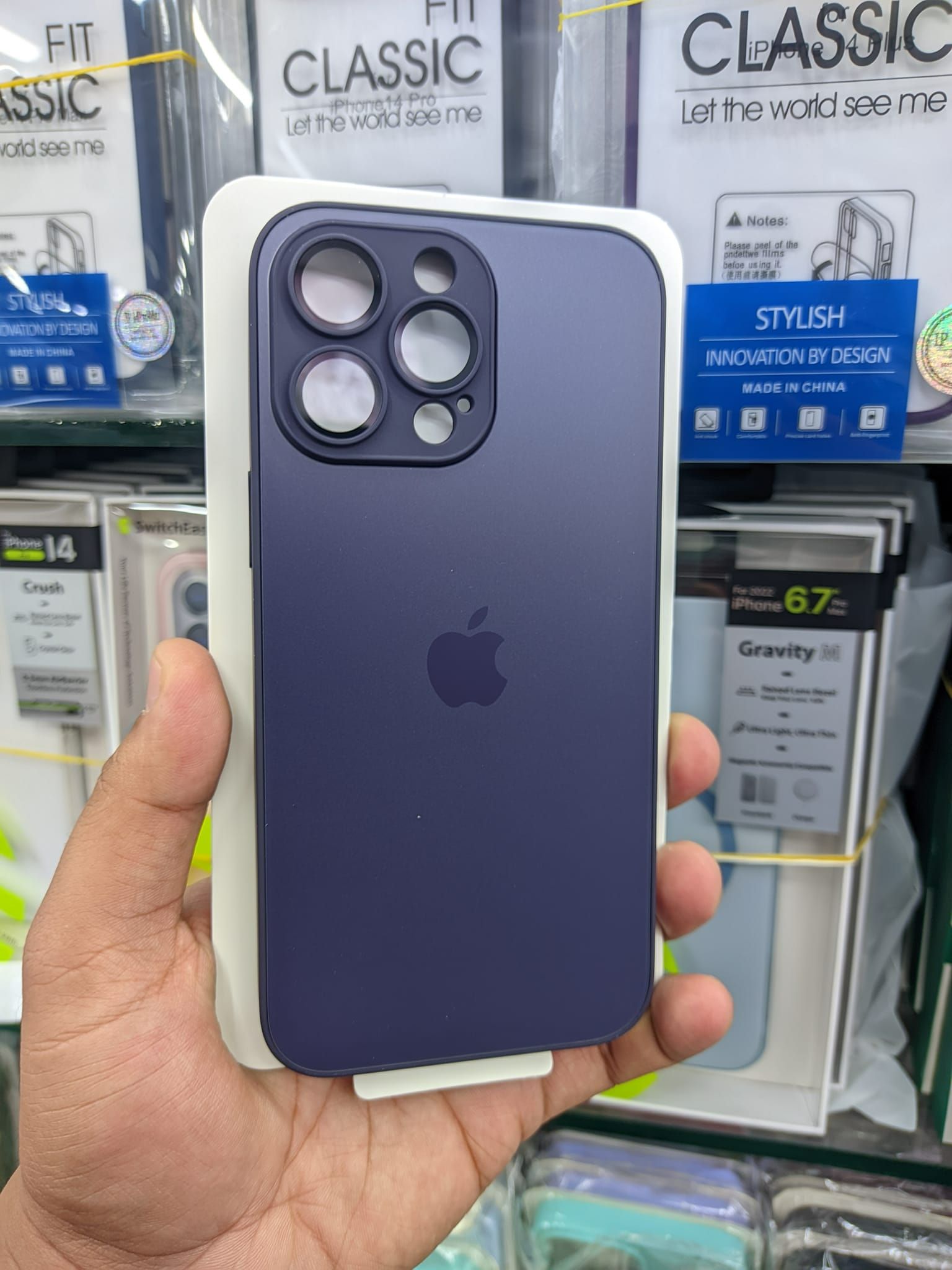 Premium Matte ag Glass Case Back Cover with Sapphire Camera Lens Protector for Apple iphone 14 pro max 6.7 2022 Deep Purple (Back Case Cover For Smartphone)