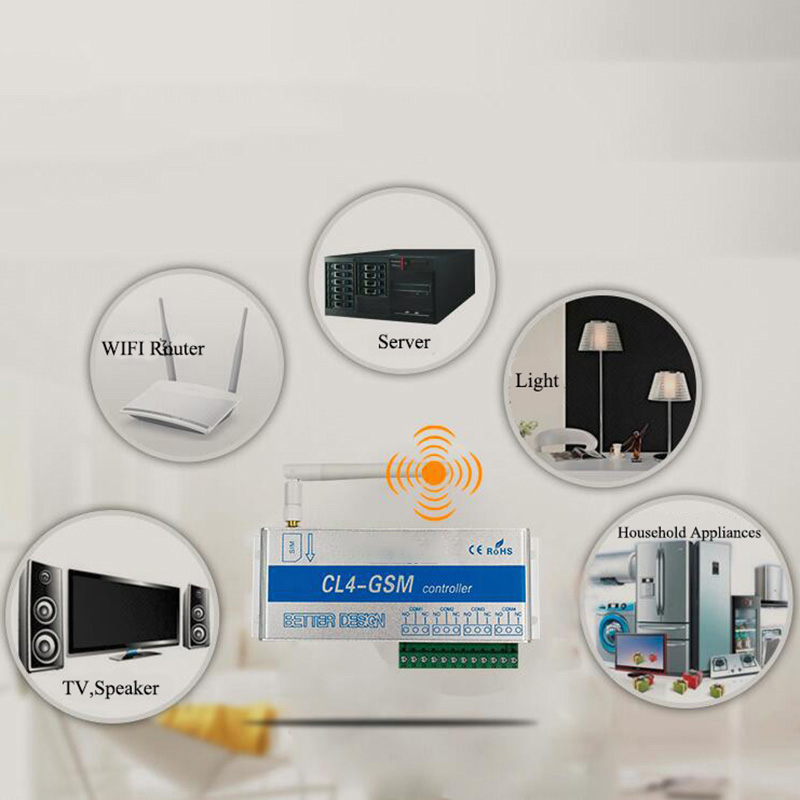 4 Channel Relay CL4-GSM SMS GSM APP Wireless Controller(US Plug). 