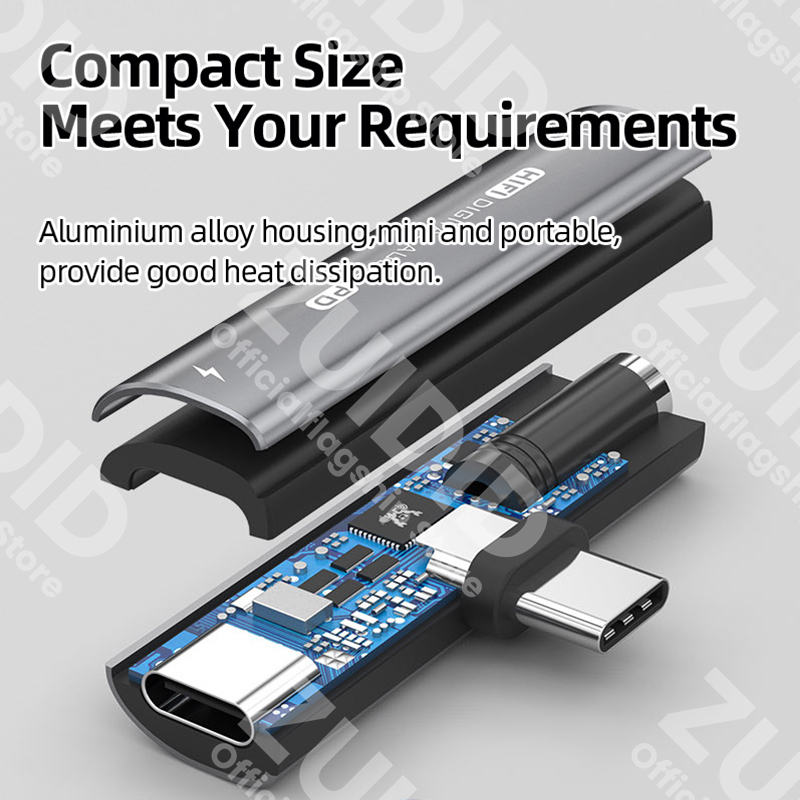 2in1 USB Type-C to USB C/3.5mm DAC Earphone Adapter PD60W Fast Charge Headphone Audio Aux Converter 16bit/48kHz Digital Decoder. 
