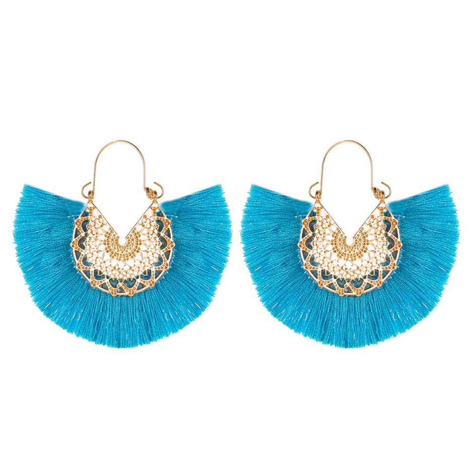 Bohemian Style Exaggerated Fan Shaped Tassel Earrings Temperament Hollow Carved Earrings Elegant Fashion Buy Online At Best Prices In Bangladesh Daraz Com Bd