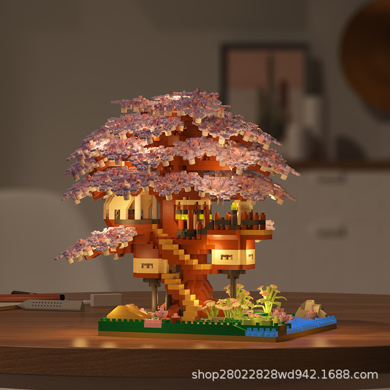 Jihui M3079 Yigao cherry blossom tree building blocks puzzle assembly girl birthday valentine's day gift cross-border toys