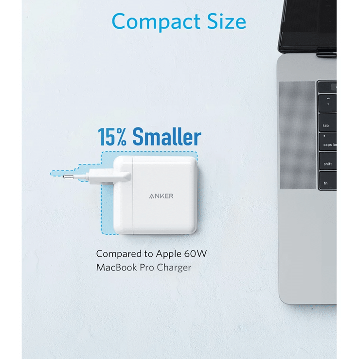 Anker PowerPort PD+2 35W (20W+15W) Dual-Port High Speed Wall Charger With Power Delivery & Power IQ 2.0 - EU Plug. 